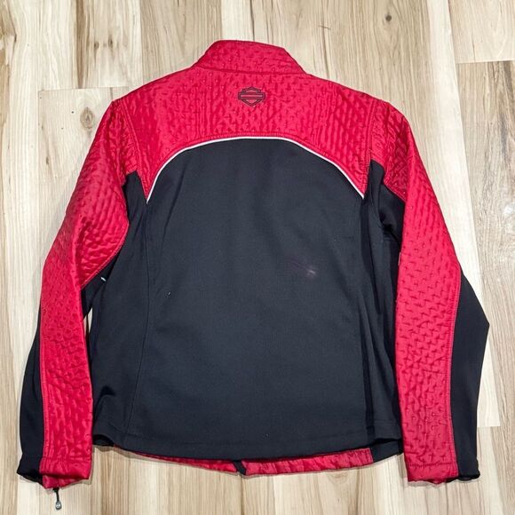 Harley Davidson Quilted Red Zip Up Motorcycle Jacket Women’s 1XL - Picture 4 of 4